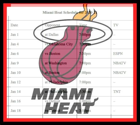 miami heat basketball game schedule